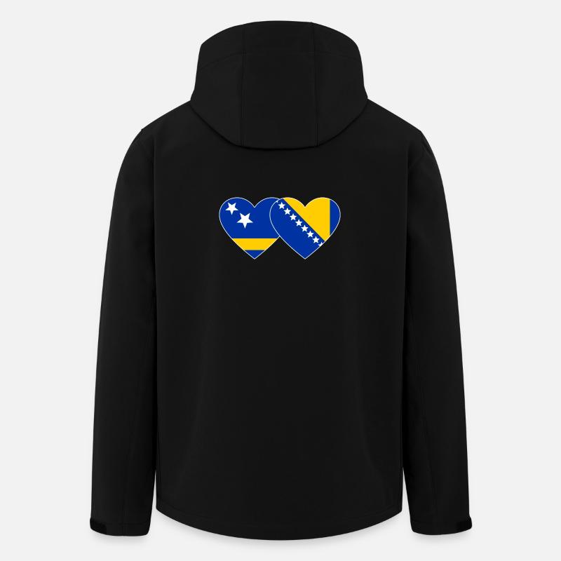 Curaçao_Bosnien_Flagge_Herz - Veste softshell homme en polyester recyclé Stanley/Stella - noir
