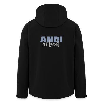 Andi Arbeit, an die Arbeit, Andreas, Andrea - Recycelte Männer Softshell-Jacke von Stanley/Stella - Schwarz - Hinten - AI Model Male 185 light (185cm)