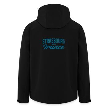 Strasbourg Frankreich Vintage Schrift - Recycelte Männer Softshell-Jacke von Stanley/Stella - Schwarz - Hinten - AI Model Male 185 light (185cm)