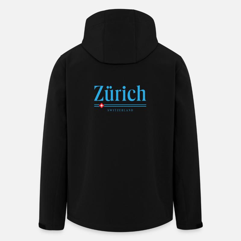 Zurich Blue Stripe Logo - Men’s Recycled Softshell Jacket by Stanley/Stella - black