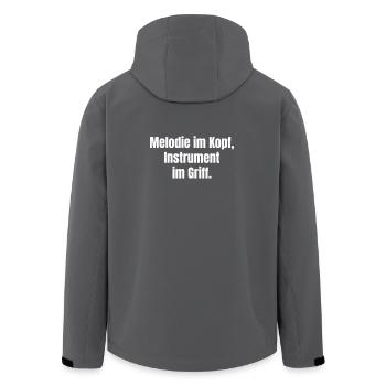 Abstract Musical Notes with Bright Gradient - Men’s Recycled Softshell Jacket by Stanley/Stella - black - Back - AI Model Male 185 light (185cm)