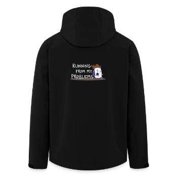 Running from My Problems – Coffee Cartoon - Men’s Recycled Softshell Jacket by Stanley/Stella - black - Back - AI Model Male 185 light (185cm)
