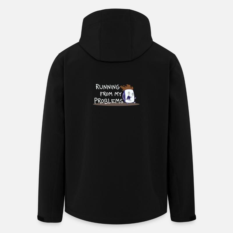 Running from My Problems – Kaffee Cartoon - Recycelte Männer Softshell-Jacke von Stanley/Stella - Schwarz