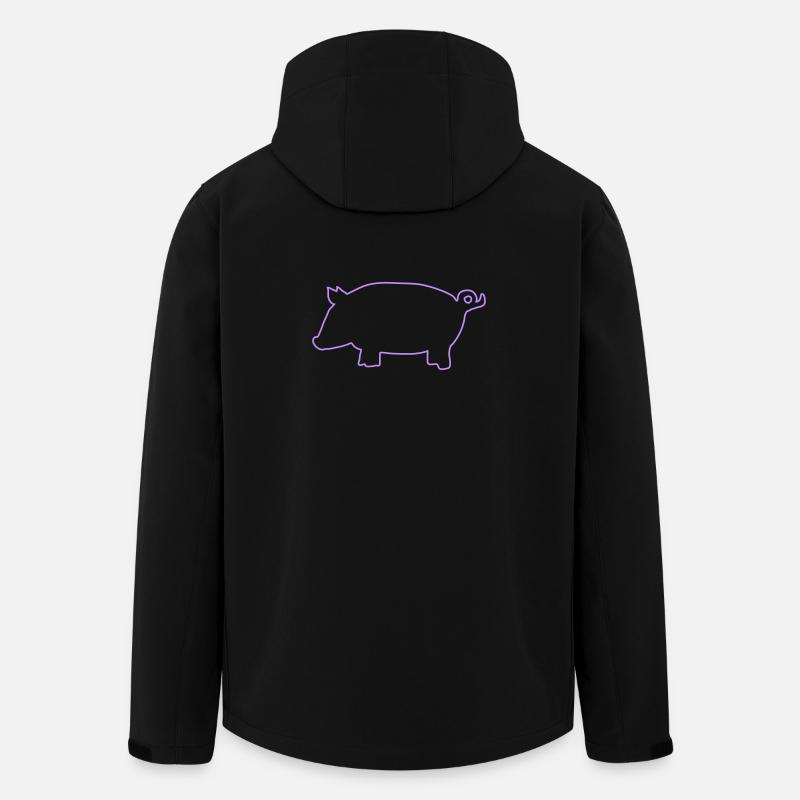 Silhouette de cochon - Veste softshell homme en polyester recyclé Stanley/Stella - noir