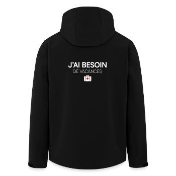 J’AI BESOIN DE VACANCES. | Humour - Veste softshell homme en polyester recyclé Stanley/Stella - noir - Dos - AI Model Male 185 light (185cm)