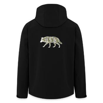 wolf botanical - Men’s Recycled Softshell Jacket by Stanley/Stella - black - Back - AI Model Male 185 light (185cm)