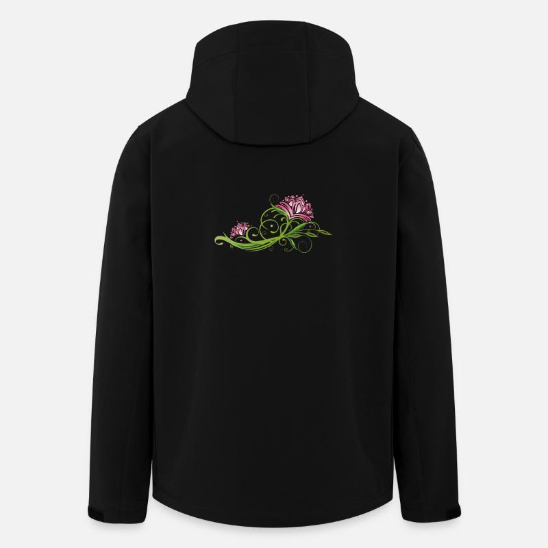 Lotusblüte, Blume, Ranke und Blätter. Lotus. - Recycelte Männer Softshell-Jacke von Stanley/Stella - Schwarz