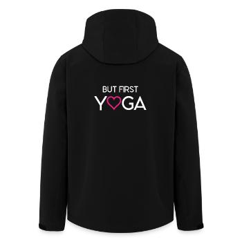 But First Yoga - Men’s Recycled Softshell Jacket by Stanley/Stella - black - Back - AI Model Male 185 light (185cm)