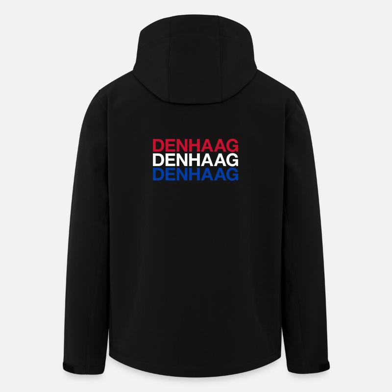 DEN HAAG Pays-Bas Drapeau néerlandais - Veste softshell homme en polyester recyclé Stanley/Stella - noir