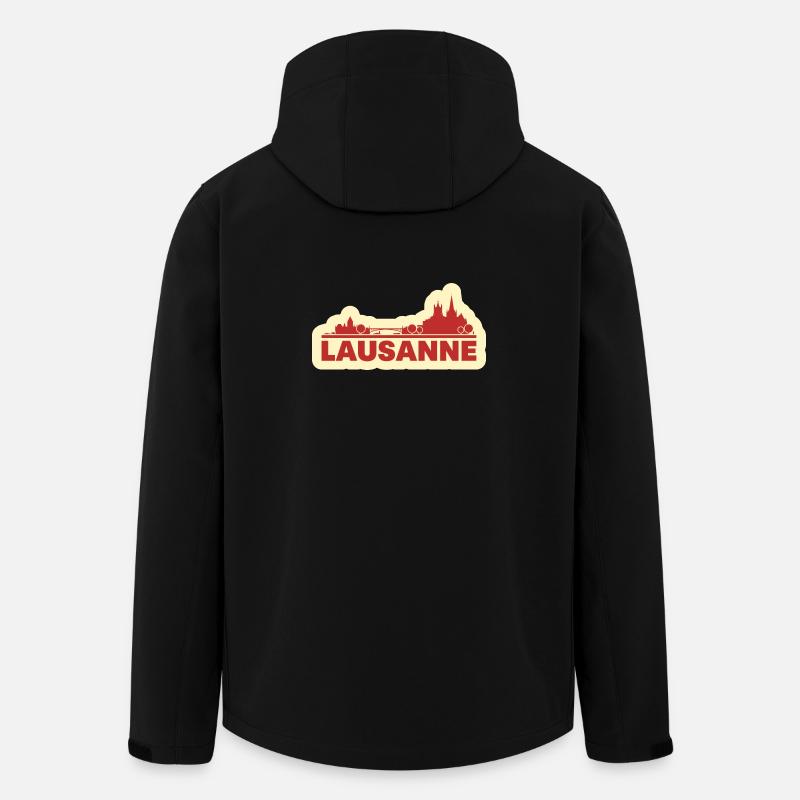 Lausanne Skyline Rétro - Veste softshell homme en polyester recyclé Stanley/Stella - noir