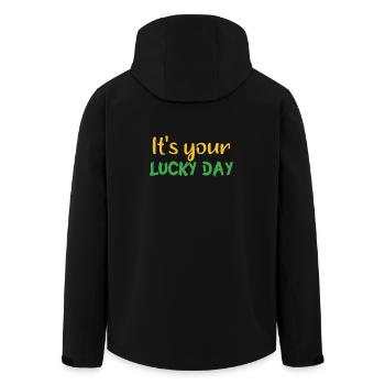 It´s your lucky day - Recycelte Männer Softshell-Jacke von Stanley/Stella - Schwarz - Hinten - AI Model Male 185 light (185cm)