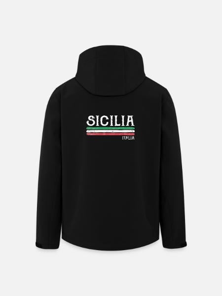Sicilia Italia Distressed Flag - Men’s Recycled Softshell Jacket by Stanley/Stella - black