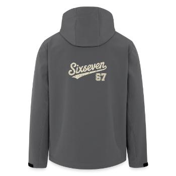 67 - Funny Six Seven T-Shirt - Recycelte Männer Softshell-Jacke von Stanley/Stella - Schwarz - Hinten - AI Model Male 185 light (185cm)