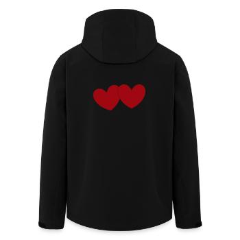 2 rote Herzen Herz rot Geschenk Valentinstag - Recycelte Männer Softshell-Jacke von Stanley/Stella - Schwarz - Hinten - AI Model Male 185 light (185cm)