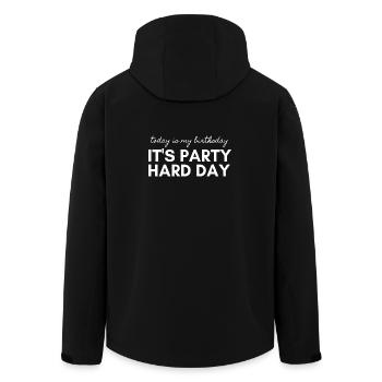 Its party hard day - today is my birthday - Recycelte Männer Softshell-Jacke von Stanley/Stella - Schwarz - Hinten - AI Model Male 185 light (185cm)