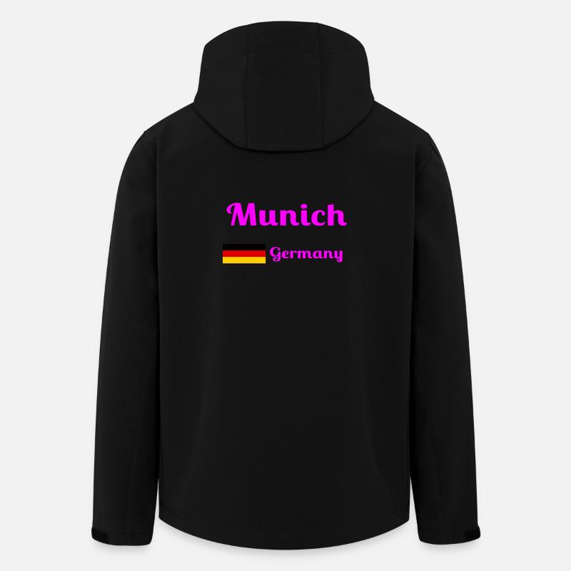 Munich, Allemagne - Imprimés élégants - Veste softshell homme en polyester recyclé Stanley/Stella - noir