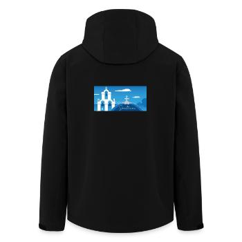 Panorama de Santorin depuis l’église - Veste softshell homme en polyester recyclé Stanley/Stella - noir - Dos - AI Model Male 185 light (185cm)