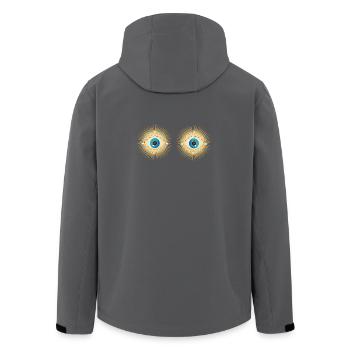 Goldene Augen mit strahlend blauen Pupillen - Recycelte Männer Softshell-Jacke von Stanley/Stella - Anthrazit - Hinten - AI Model Male 185 light (185cm)