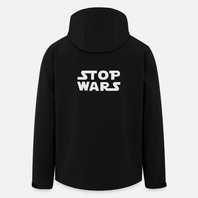 Arrêtez les guerres - Veste softshell homme en polyester recyclé Stanley/Stella - noir