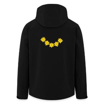 Yellow Buttercup Flower Arch – Spring Floral Wreat - Men’s Recycled Softshell Jacket by Stanley/Stella - black - Back - AI Model Male 185 light (185cm)