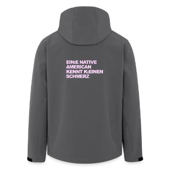 WOKE SATIRE: Ein Indianer kennt keinen Schmerz - Recycelte Männer Softshell-Jacke von Stanley/Stella - Anthrazit - Hinten - AI Model Male 185 light (185cm)