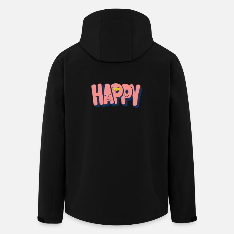 Happy Text with Faces - Men’s Recycled Softshell Jacket by Stanley/Stella - black