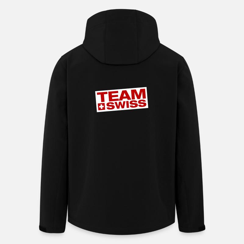 Team Schweiz - Recycelte Männer Softshell-Jacke von Stanley/Stella - Schwarz