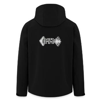 Dumbbell Typography for Fitness and Gym Enthusiasts - Men’s Recycled Softshell Jacket by Stanley/Stella - black - Back - AI Model Male 185 light (185cm)