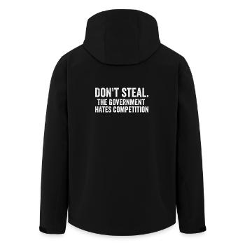 Don't Steal: Regierung hasst Wettbewerb - Recycelte Männer Softshell-Jacke von Stanley/Stella - Schwarz - Hinten - AI Model Male 185 light (185cm)