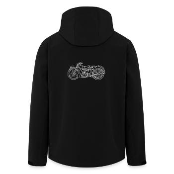 Croquis de moteur de vélo vintage - Veste softshell homme en polyester recyclé Stanley/Stella - noir - Dos - AI Model Male 185 light (185cm)