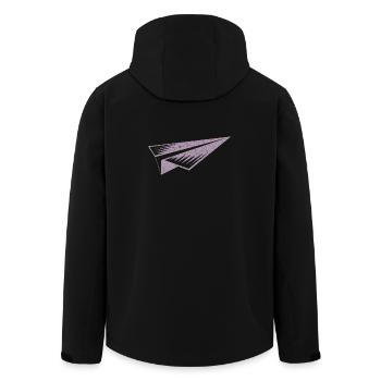 Paper airplane silhouette grunge style - Men’s Recycled Softshell Jacket by Stanley/Stella - black - Back - AI Model Male 185 light (185cm)