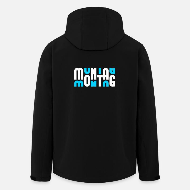 Motif Monday Blanc/Cyan - Veste softshell homme en polyester recyclé Stanley/Stella - noir