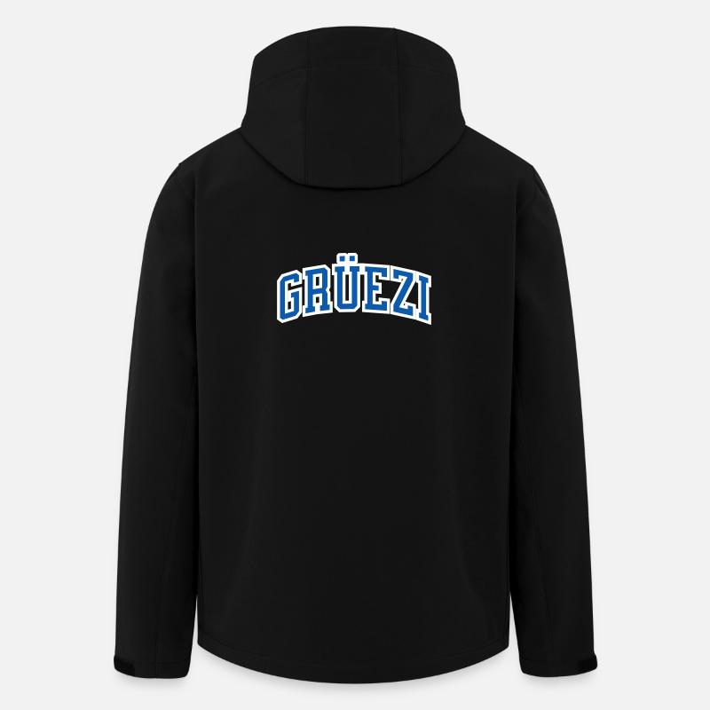 Grüezi in blau mit weissem Rand, Schweiz hallo - Recycelte Männer Softshell-Jacke von Stanley/Stella - Schwarz
