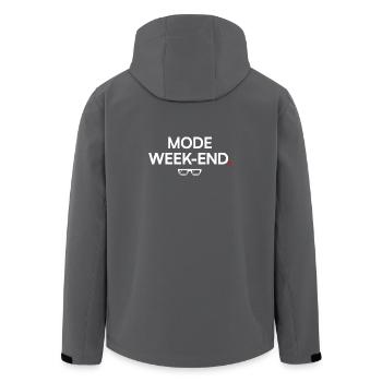 WOCHENENDMODUS | Humor, Entspannung - Recycelte Männer Softshell-Jacke von Stanley/Stella - Anthrazit - Hinten - AI Model Male 185 light (185cm)