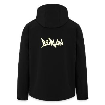 Berlin Graffiti Brown Lettering - Men’s Recycled Softshell Jacket by Stanley/Stella - black - Back - AI Model Male 185 light (185cm)
