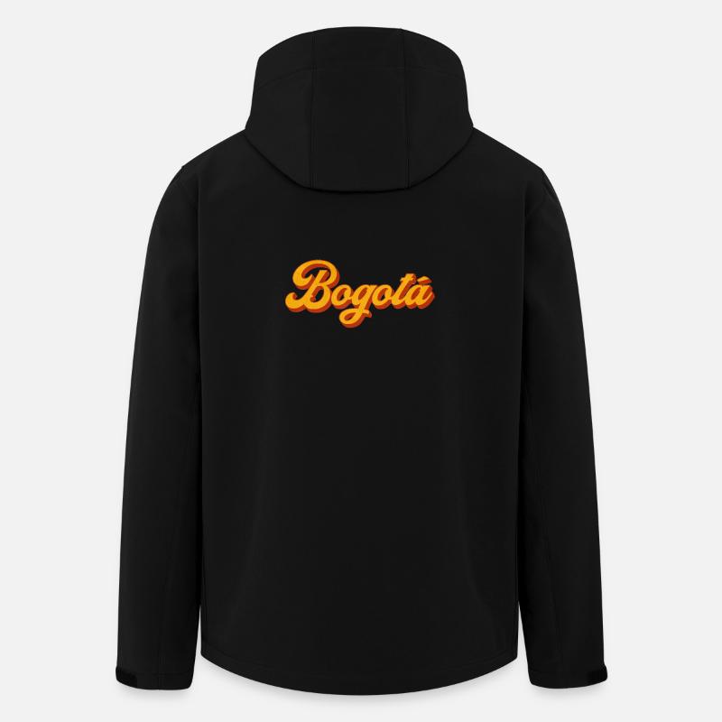 Lettrage rétro Bogota - Veste softshell homme en polyester recyclé Stanley/Stella - noir