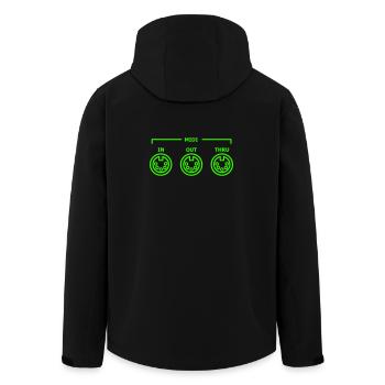 general midi - Men’s Recycled Softshell Jacket by Stanley/Stella - black - Back - AI Model Male 185 light (185cm)