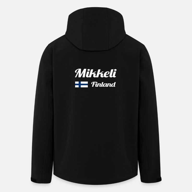 Mikkeli Finlande- Imprimés élégants - Veste softshell homme en polyester recyclé Stanley/Stella - noir