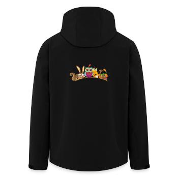 Colourful forest animals – united in a cheerful and child-friendly way - Men’s Recycled Softshell Jacket by Stanley/Stella - black - Back - AI Model Male 185 light (185cm)