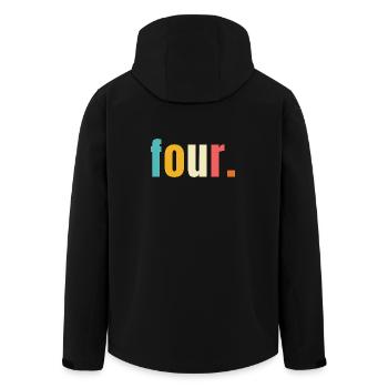 Four Vier Jahre 4. Geburtstag Text Schrift Bunt - Recycelte Männer Softshell-Jacke von Stanley/Stella - Schwarz - Hinten - AI Model Male 185 light (185cm)