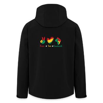 Peace Love Juneteenth – Black Pride Roots - Men’s Recycled Softshell Jacket by Stanley/Stella - black - Back - AI Model Male 185 light (185cm)