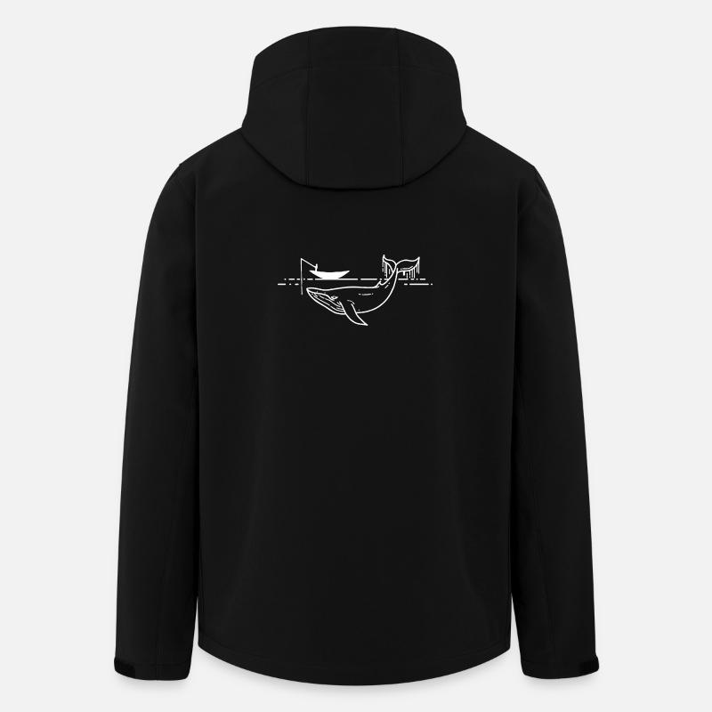 Minimalistische Wallinien-Kunst auf See - Recycelte Männer Softshell-Jacke von Stanley/Stella - Schwarz