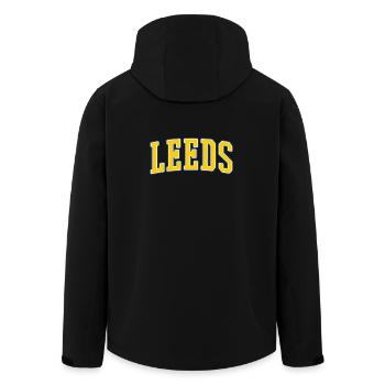 Leeds College Lettering - Men’s Recycled Softshell Jacket by Stanley/Stella - black - Back - AI Model Male 185 light (185cm)