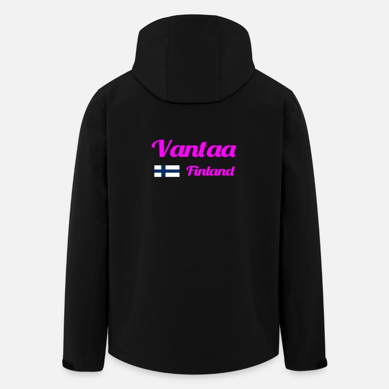 Vantaa Finland Print - Men’s Recycled Softshell Jacket by Stanley/Stella - black