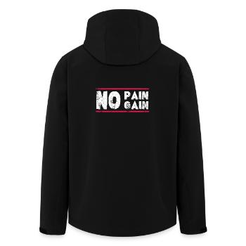 Pas de douleur, pas de gain – Conception de motivation pour le fitness - Veste softshell homme en polyester recyclé Stanley/Stella - noir - Dos - AI Model Male 185 light (185cm)