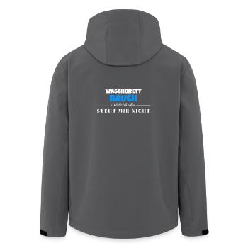 Waschbrett Bauch Spruch – Steht Mir Nicht - Recycelte Männer Softshell-Jacke von Stanley/Stella - Anthrazit - Hinten - AI Model Male 185 light (185cm)