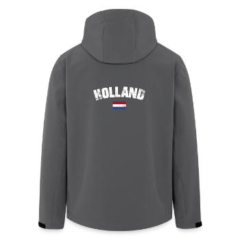 Typographie dégradée de Holland - Veste softshell homme en polyester recyclé Stanley/Stella - charbon - Dos - AI Model Male 185 light (185cm)