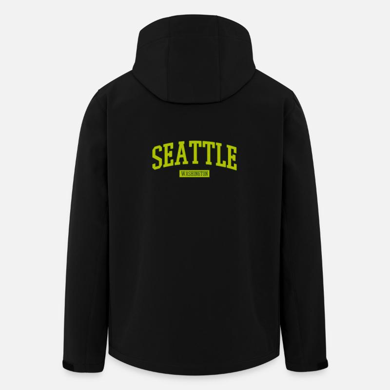 Lettrage Seattle Washington - Veste softshell homme en polyester recyclé Stanley/Stella - noir