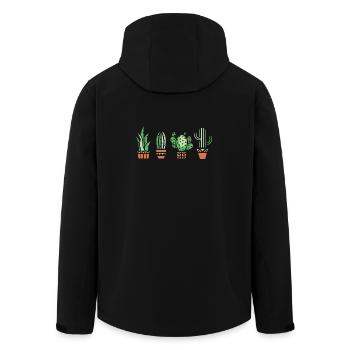 Cactus houseplant comic logo botany love icon - Men’s Recycled Softshell Jacket by Stanley/Stella - black - Back - AI Model Male 185 light (185cm)