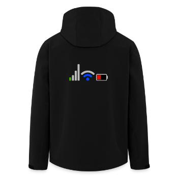 Tech-Signal- und Batterie-WLAN-Netzwerk-Icons - Recycelte Männer Softshell-Jacke von Stanley/Stella - Schwarz - Hinten - AI Model Male 185 light (185cm)